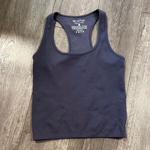 Set active purple ribbed workout top L